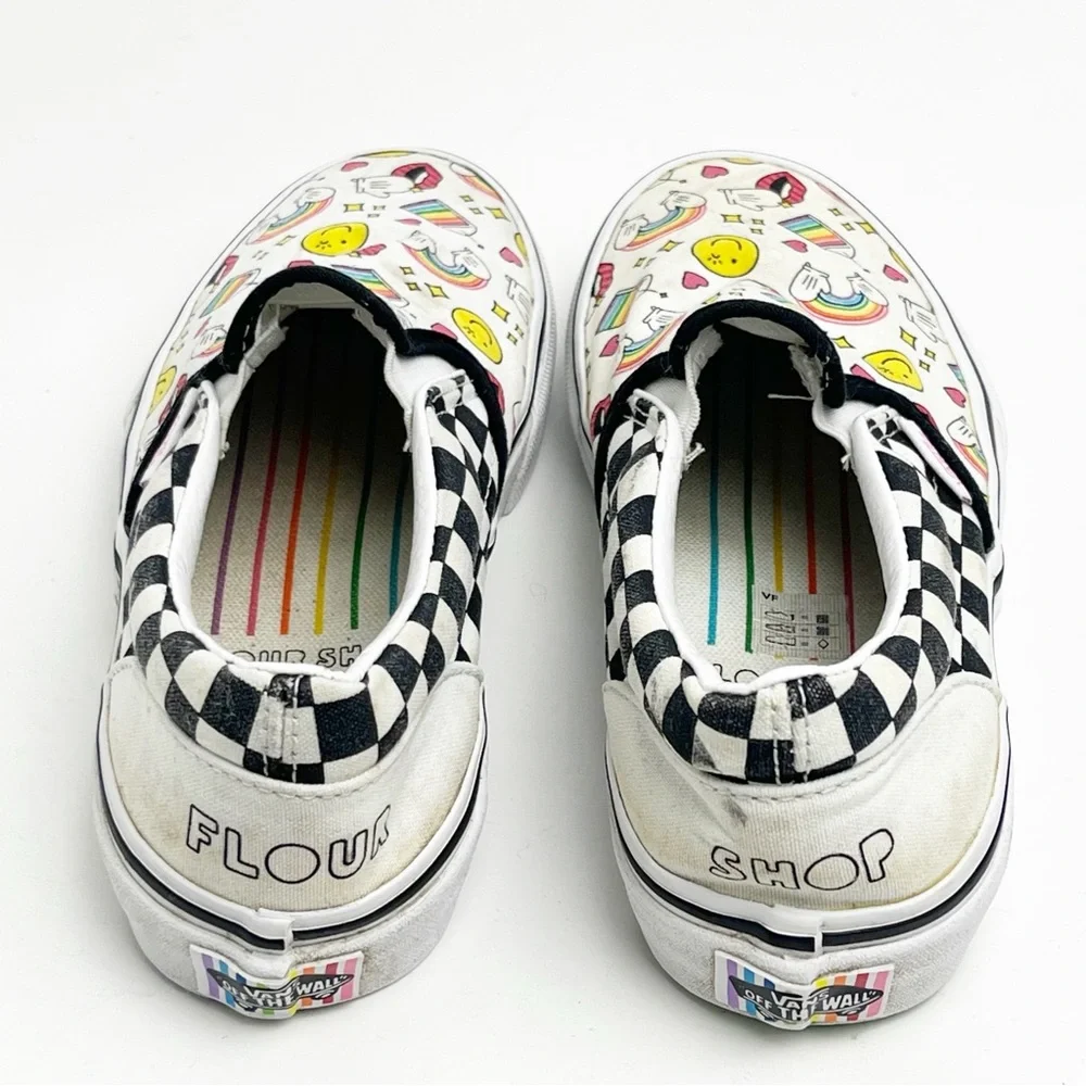 VANS x FLOUR SHOP Classic Slip On Graphic Top Checkered Heel Shoes, Size 3